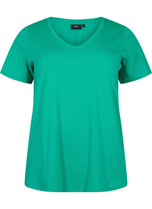 Kurzärmeliges T-Shirt mit V-Ausschnitt, Simply Green, Packshot image number 0