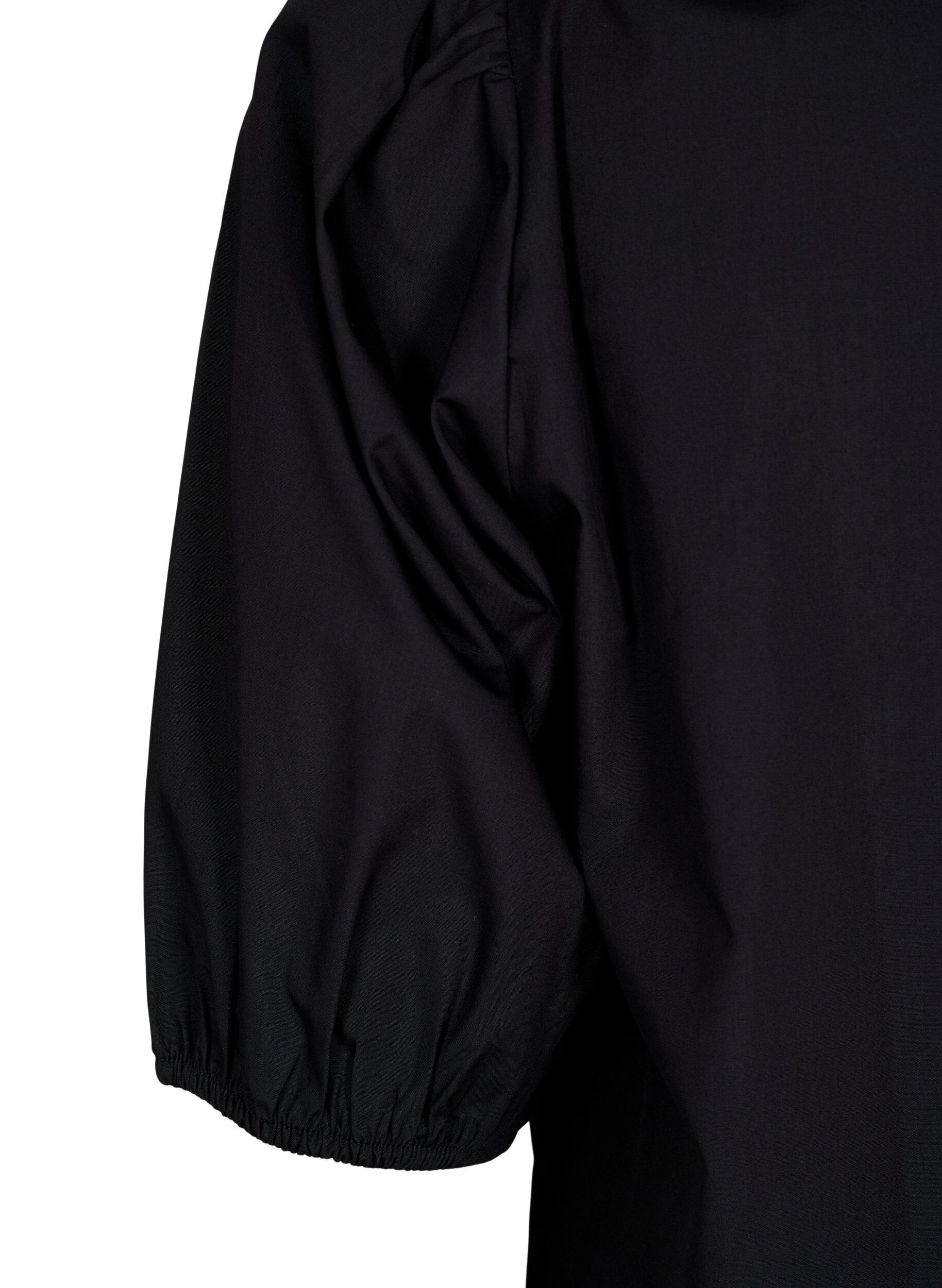 Zizzi Kurz&auml;rmelige Bluse mit Spitzendetail, Black, Packshot image number 3