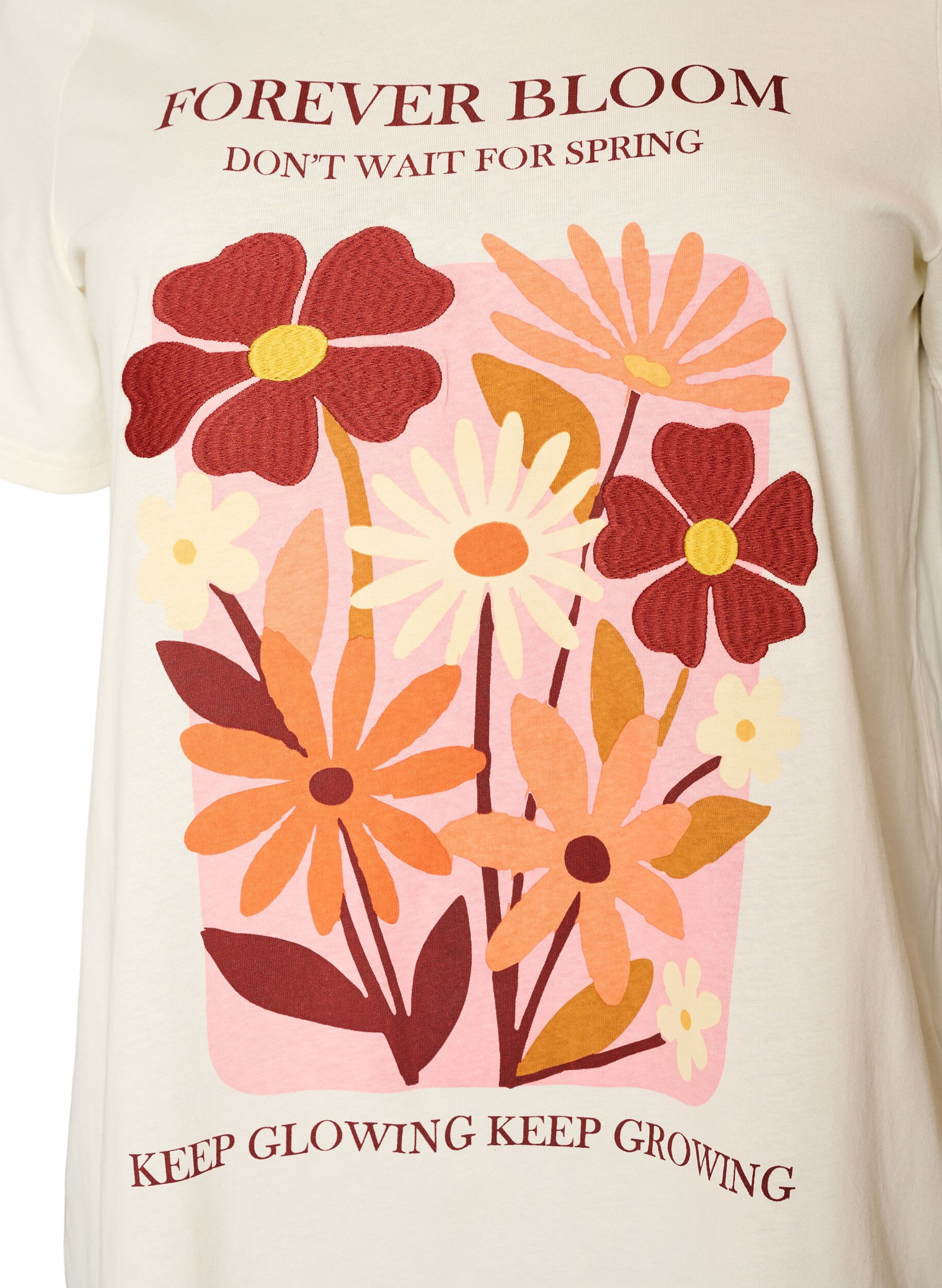 ZizziT-shirt aus Baumwolle mit Print, Vanille, Packshot image number 2