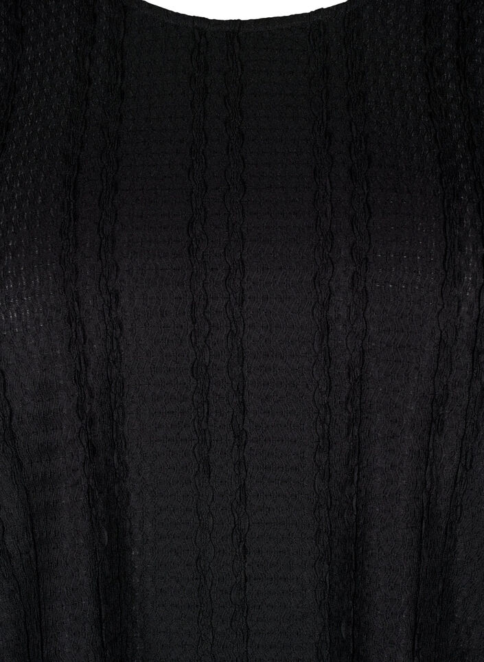  Langärmelige Bluse mit Textur, Black, Packshot image number 2