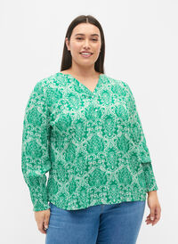 Bluse aus Viskose mit Print und Smock, Jolly Green Oriental, Model