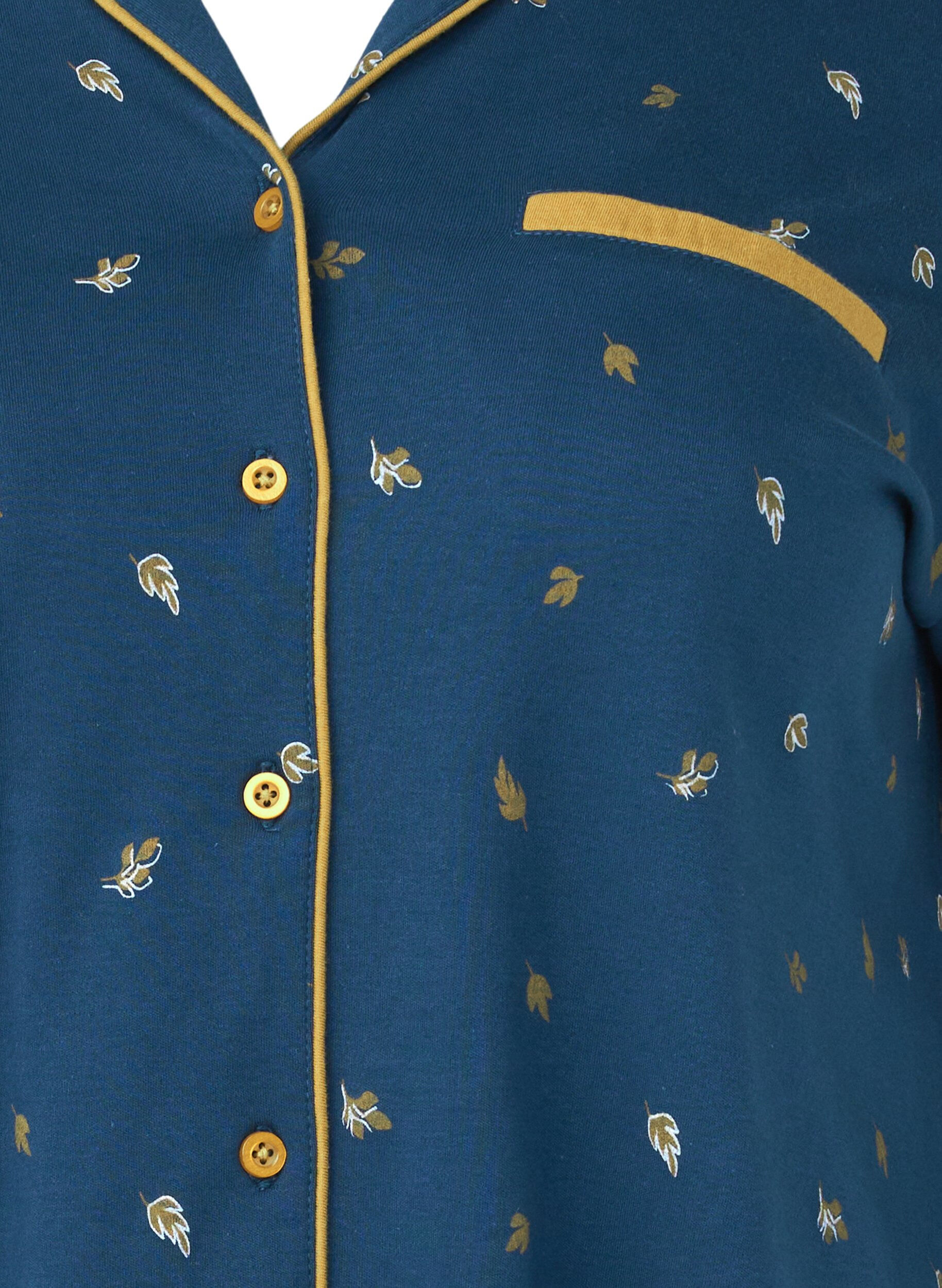 Zizzi Baumwollnachthemd, Blue Opal AOP, Packshot image number 2