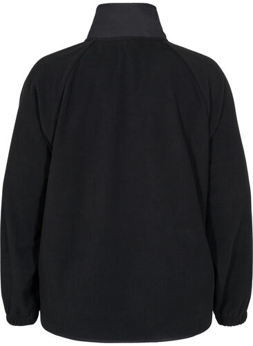 Sportjacke aus Fleece mit hohem Kragen und Taschen, Black, Packshot image number 1
