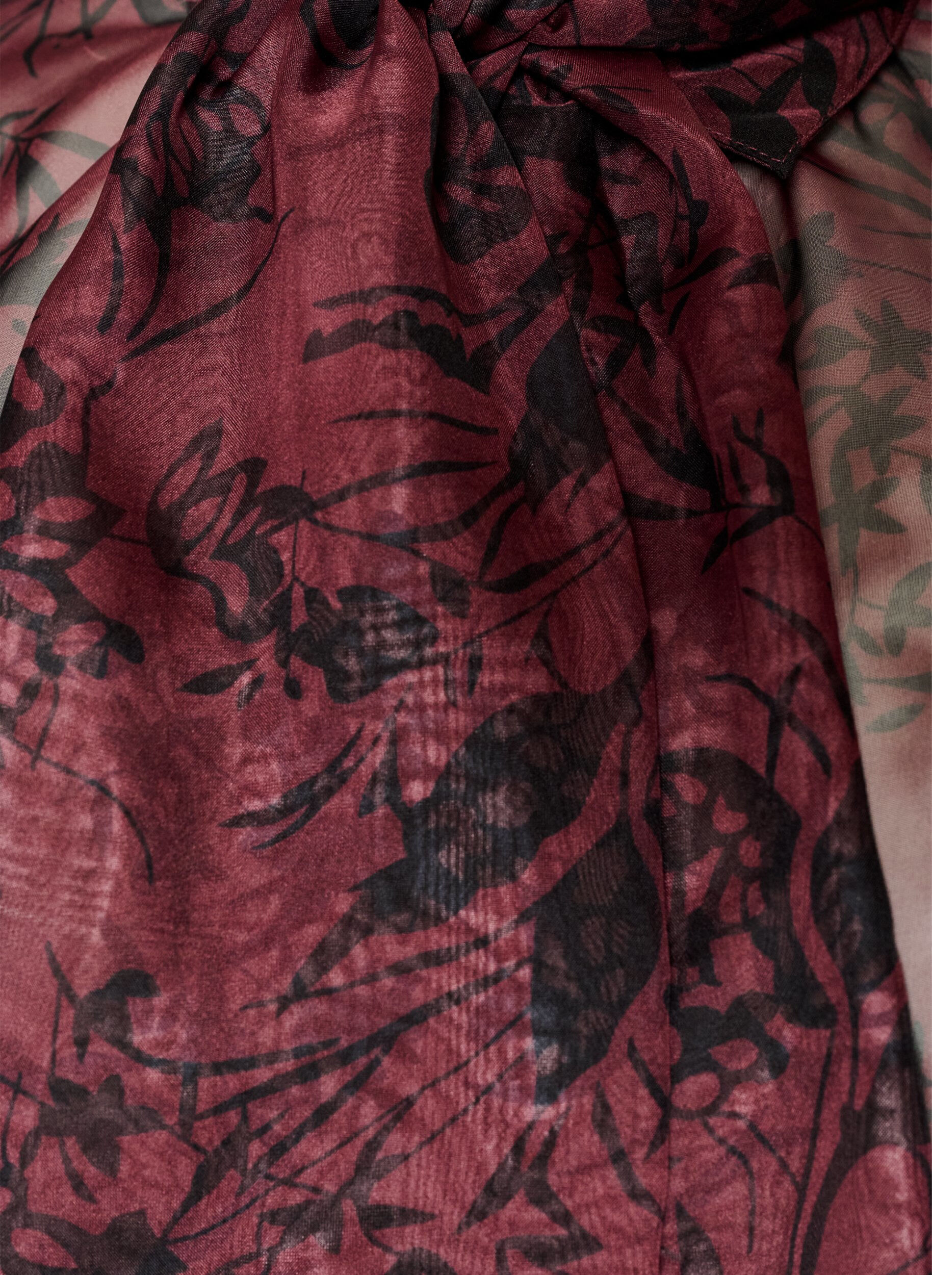 ZizziTransparente Hemdbluse mit Blumenmuster und Bindedetail, Dunkles Bordeaux, Packshot image number 2