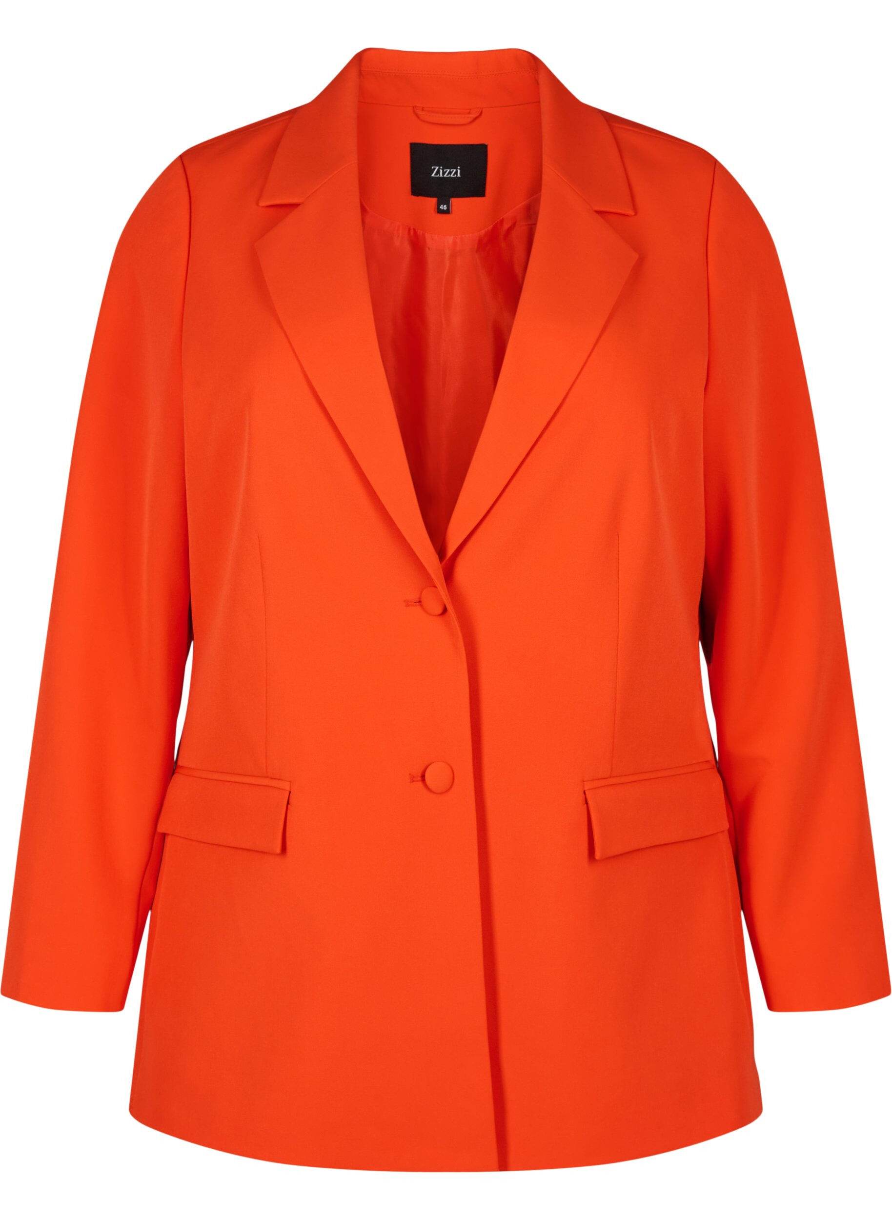 Zizzi Klassischer Blazer mit Knopfverschluss, Orange.com, Packshot image number 0