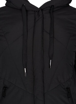 Kurze Winterjacke mit Kapuze und Taschen, Black, Packshot image number 2
