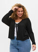 Cardigan mit Rippmuster und Bindeschnüren, Black, Model image number 0
