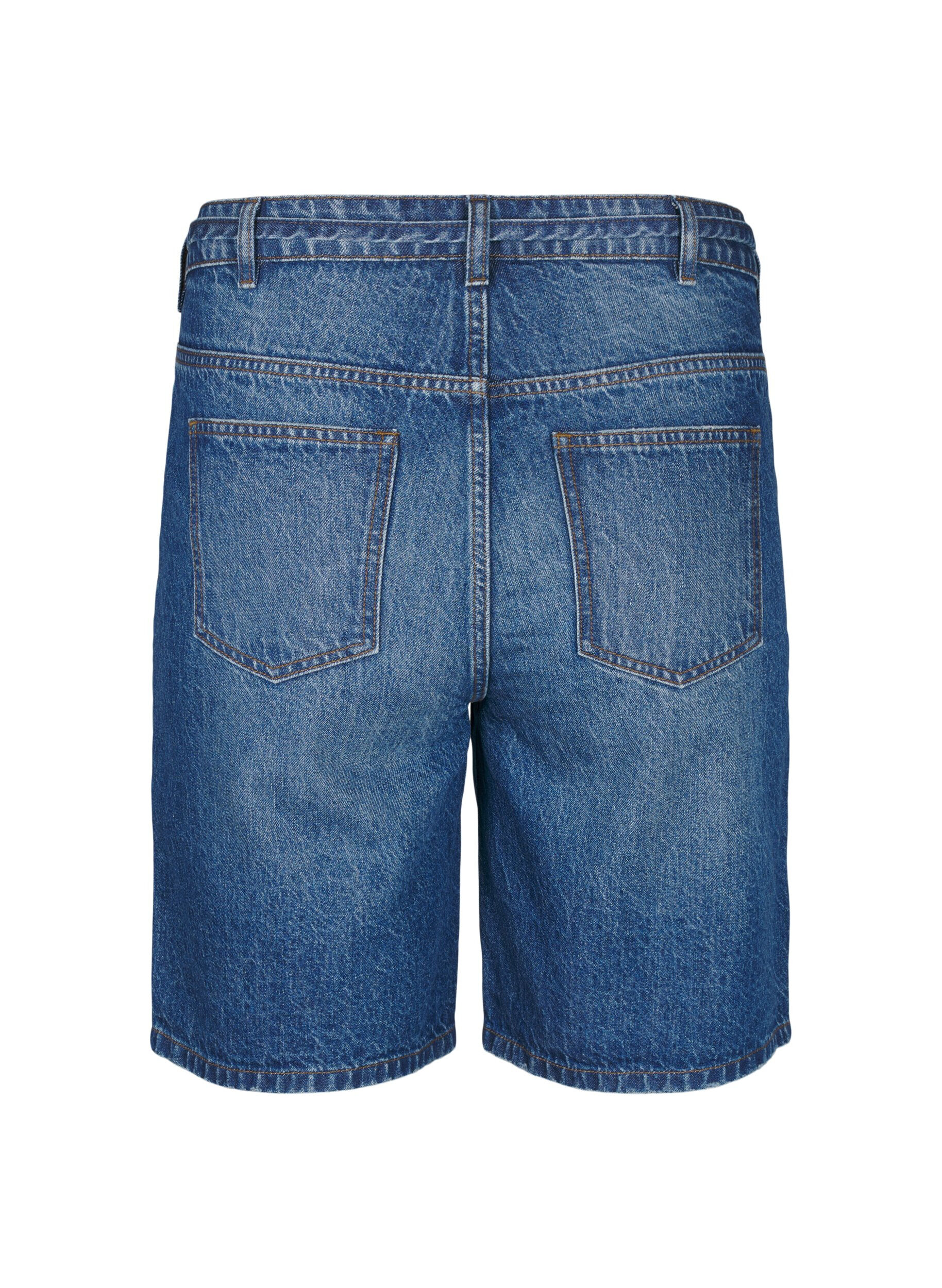Zizzi Slim fit Jeansshorts mit Bindeg&uuml;rtel, Blau, Packshot image number 1