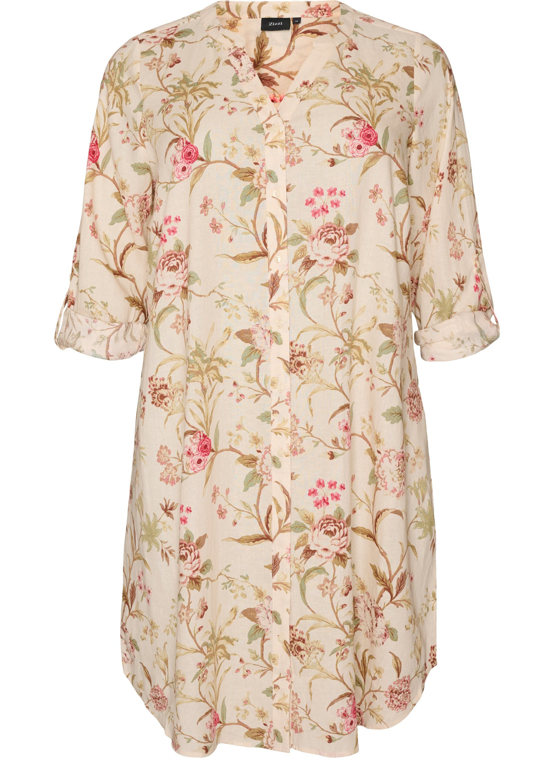 Lange Bluse aus Leinen und Viskose