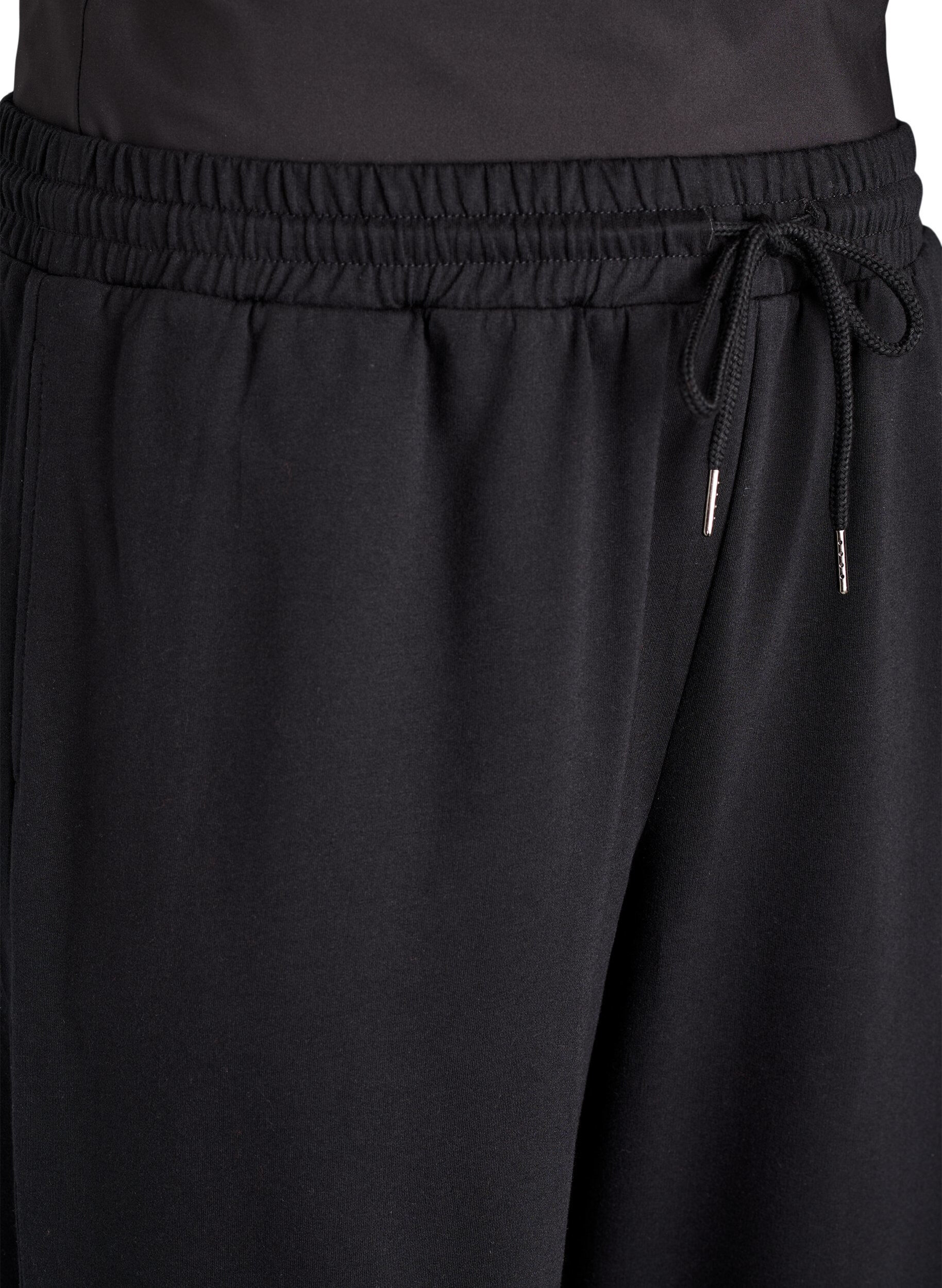 Zizzi Sweatpants mit breitem Bund, Schwarz, Packshot image number 2
