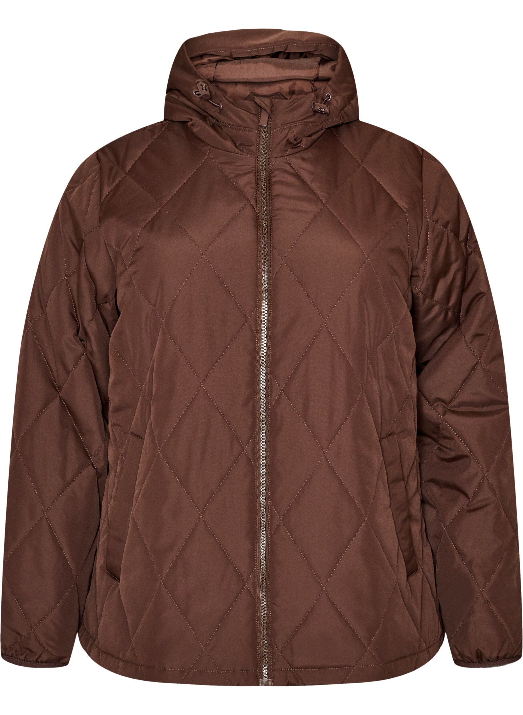 ZizziLeicht wattierte Jacke mit Rautensteppung, Braun, Packshot image number 0