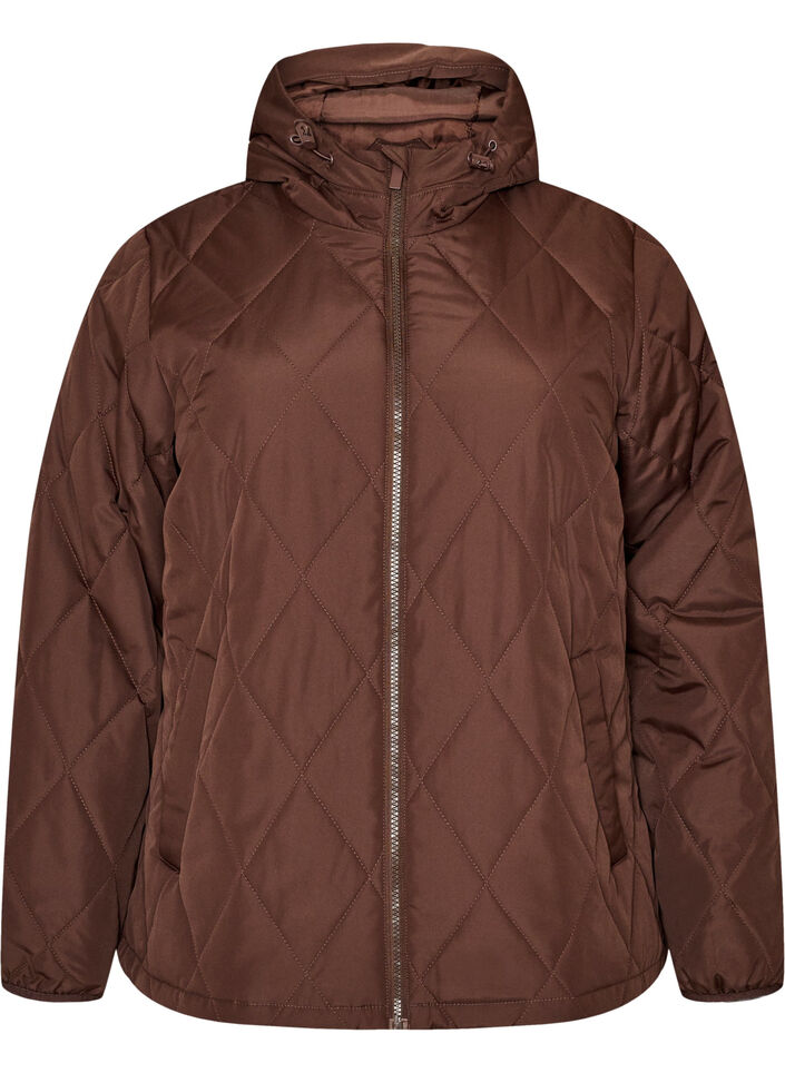 Leicht wattierte Jacke mit Rautensteppung, Braun, Packshot image number 0