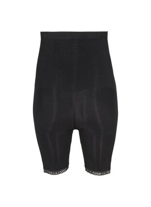 Hochtaillierte Shapewear Shorts mit Spitze, Black, Packshot image number 1