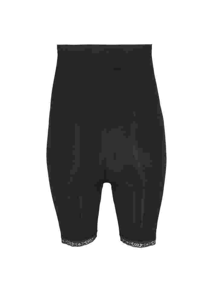 Hochtaillierte Shapewear Shorts mit Spitze, Black, Packshot image number 1