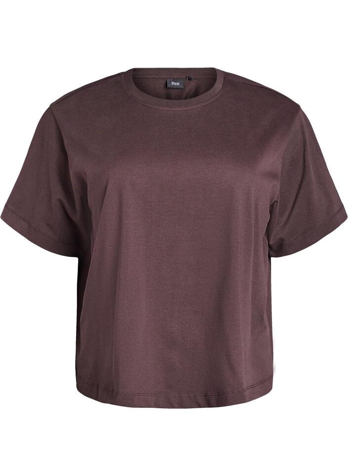 Boxy Baumwoll-T-Shirt, Braun, Packshot image number 0