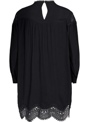 Viskose-Kleid mit Stickerei, Black, Packshot image number 1