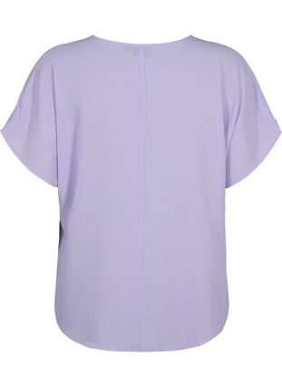 Bluse mit kurzen Ärmeln und Rundhalsausschnitt, Lavender, Packshot image number 1