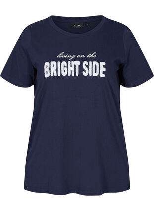 T-Shirt aus Bio-Baumwolle mit Print, Navy Blazer, Packshot image number 0