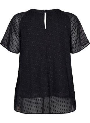 Bluse mit 2/4 Ärmeln aus gemustertem Chiffon, Black, Packshot image number 1