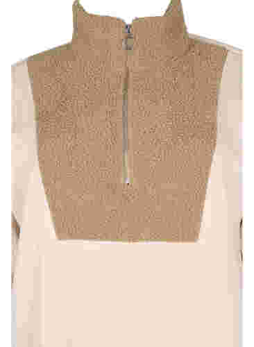 Hochgeschlossenes Sweatshirt mit Teddy und Reißverschluss, Brown Comb, Packshot image number 2