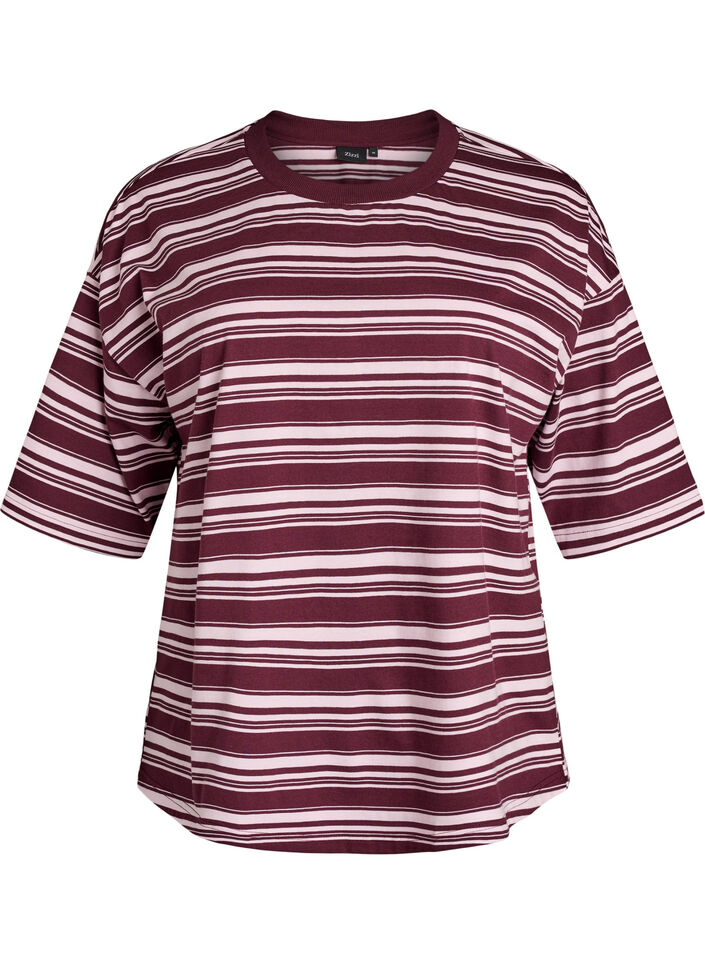 Kastiges T-Shirt mit Streifenmuster, Rot, Packshot image number 0