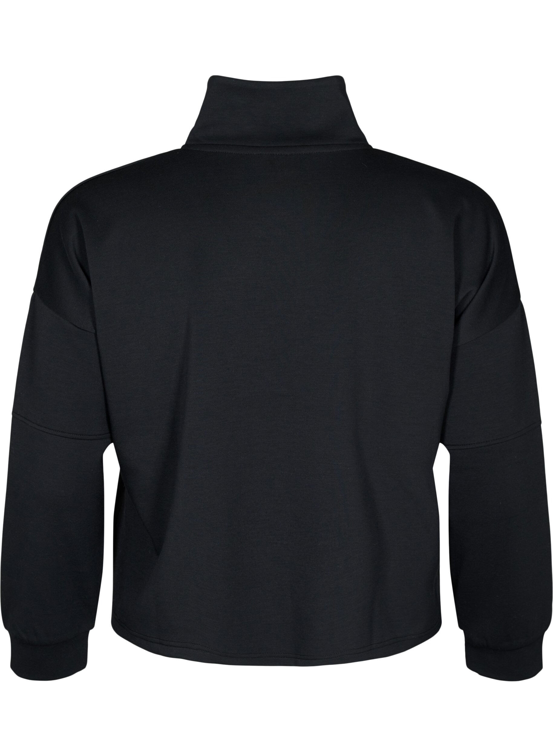 Zizzi Sweatshirt aus Modalmischung mit hohem Halsausschnitt, Black, Packshot image number 1