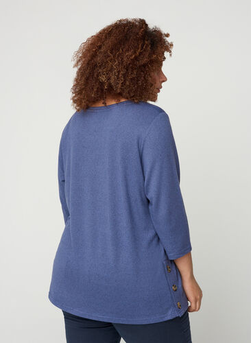 Bluse mit 3/4-Ärmeln, Crown Blue Melange, Model image number 1