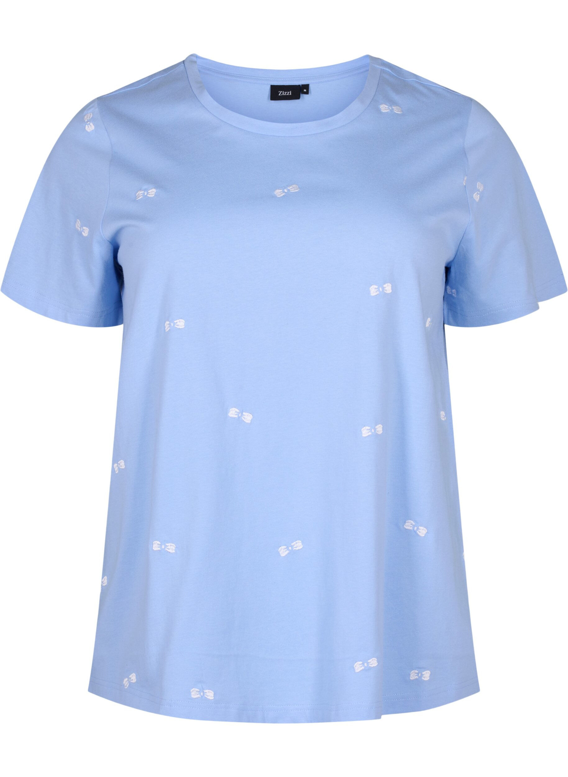 Zizzi T-Shirt aus Bio-Baumwolle mit Schleifen, Serenity W. Bow Emb., Packshot image number 0