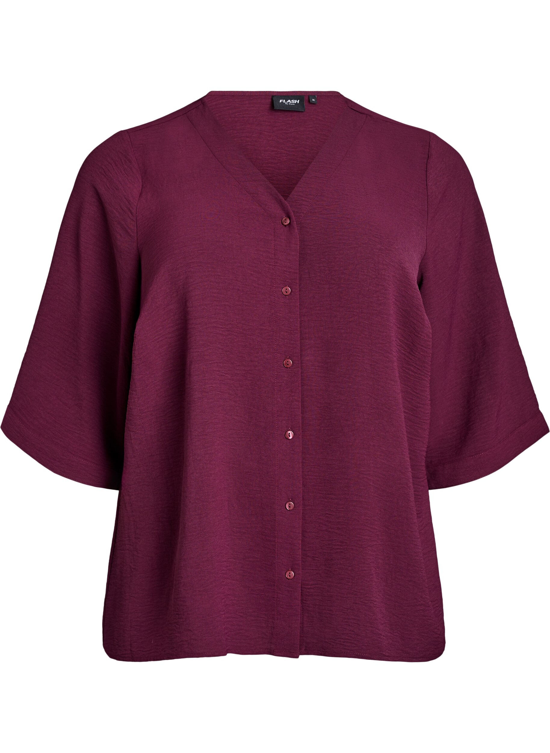 Bluse mit V-Ausschnitt und 3/4-&Auml;rmeln