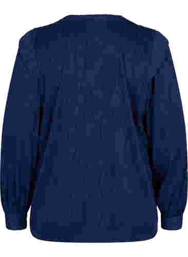 Bluse mit Struktur und langen Ärmeln, Maritime Blue, Packshot image number 1