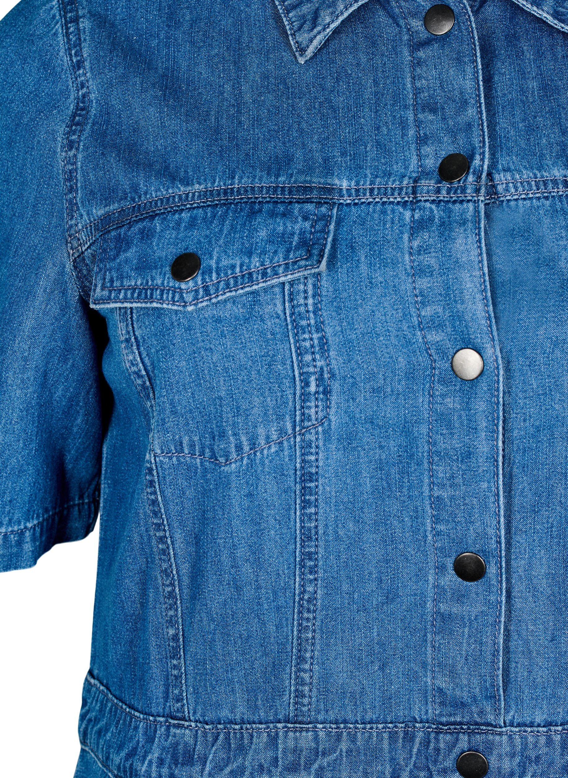 ZizziJeanskleid in Midil&auml;nge mit Kn&ouml;pfen und kurzen &Auml;rmeln, Blau, Packshot image number 2