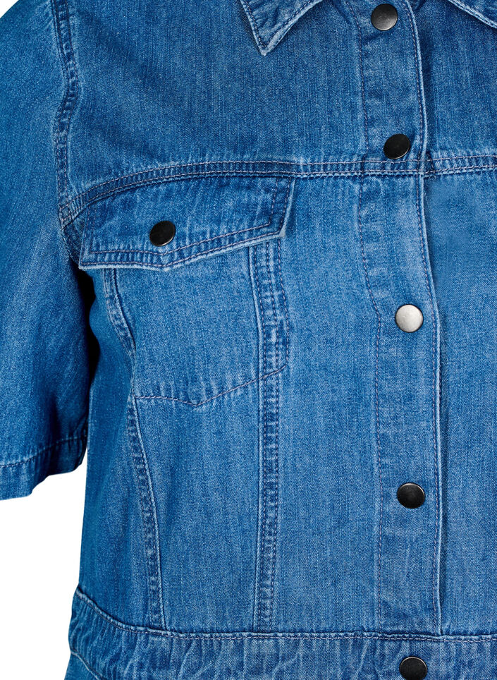 Jeanskleid in Midil&auml;nge mit Kn&ouml;pfen und kurzen &Auml;rmeln, Blau, Packshot image number 2