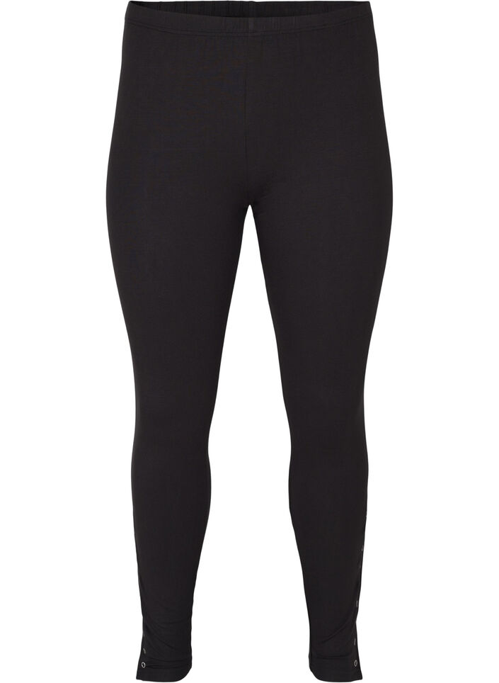 Viskoseleggings mit Druckknöpfen, Schwarz, Packshot image number 0