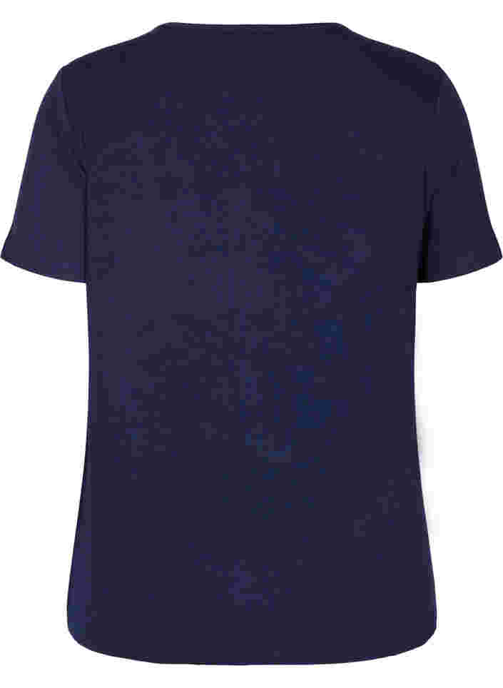 Kurzarm T-Shirt aus Viskose mit Spitzendetails, Navy Blazer, Packshot image number 1
