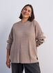 Strickbluse mit Rippstruktur und Knopfdetails, Beige, Model image number 0