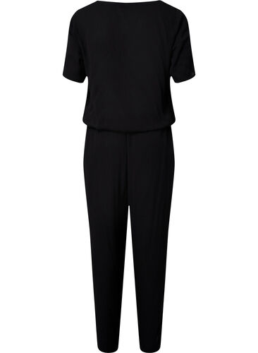 Jumpsuit aus Viskose mit kurzen Ärmeln, Black, Packshot image number 1