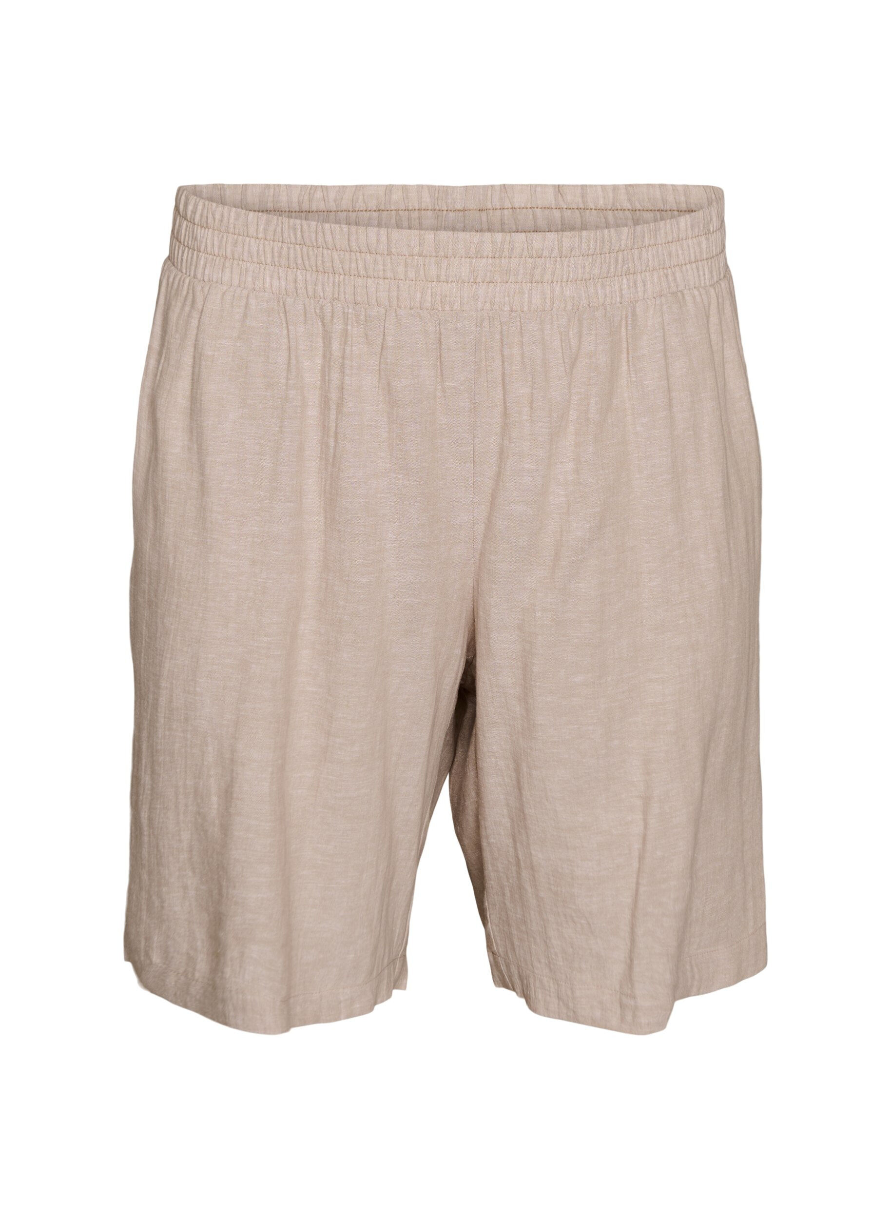 Hoch taillierte Shorts aus Leinen und Viskose