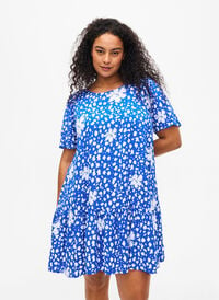 FLASH – Kleid aus Viskose mit Schnittlinie, Nautical Bl.Wh.AOP, Model