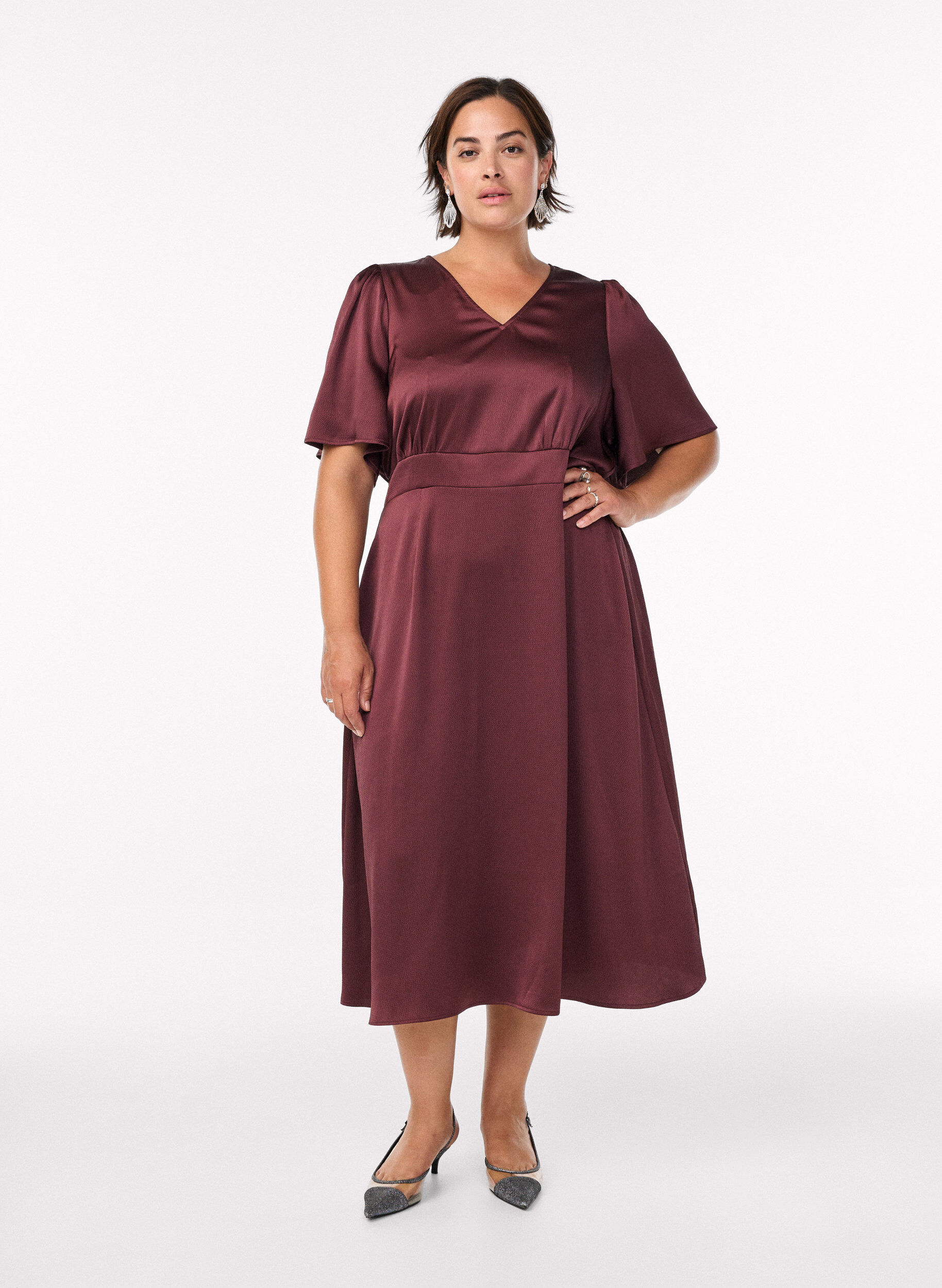 ZizziEmpire-Partykleid in Midil&auml;nge, Dunkles Bordeaux, Model image number 0