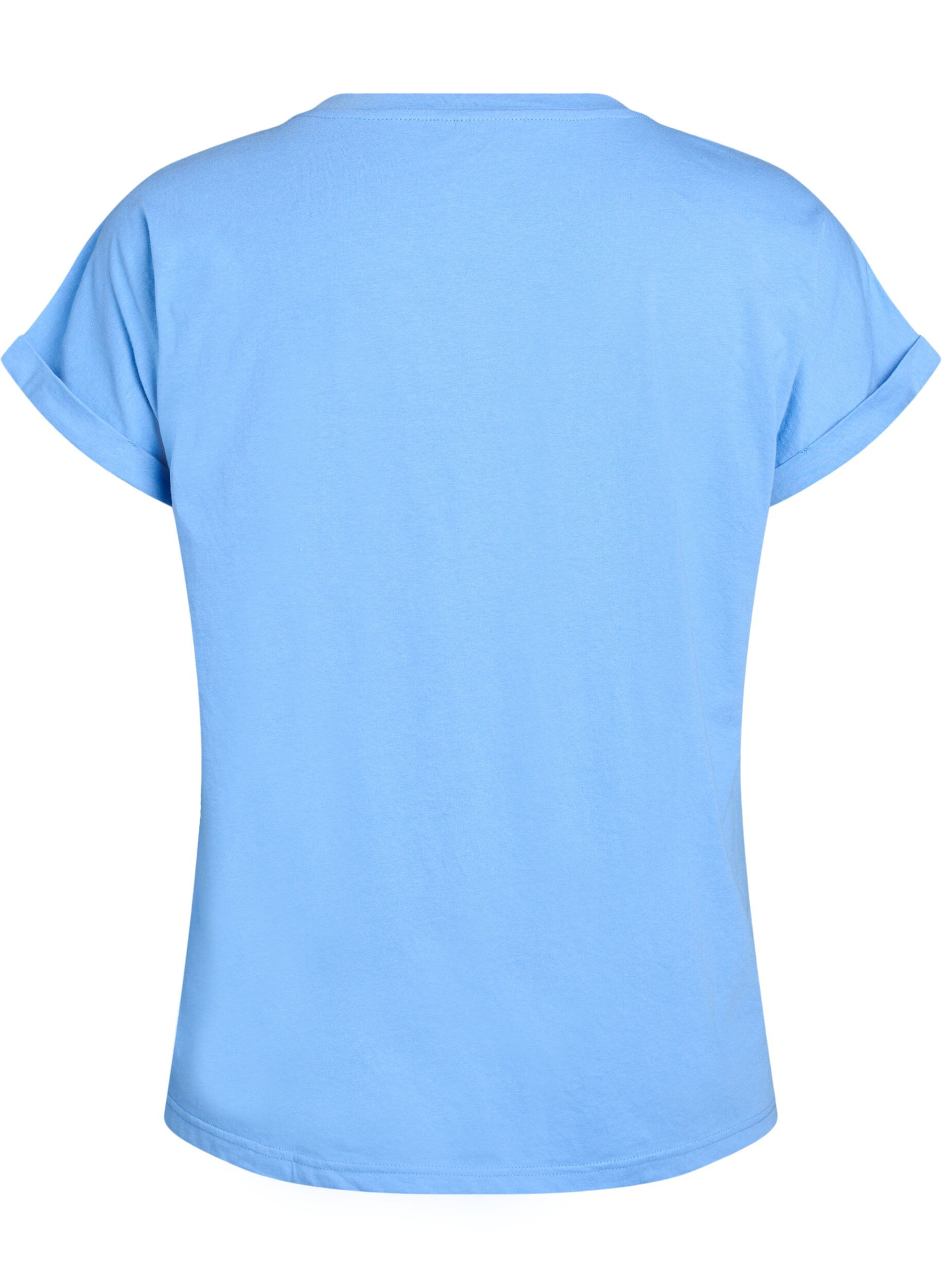ZizziKurz&auml;rmeliges T-Shirt aus einer Baumwollmischung, Blau, Packshot image number 1