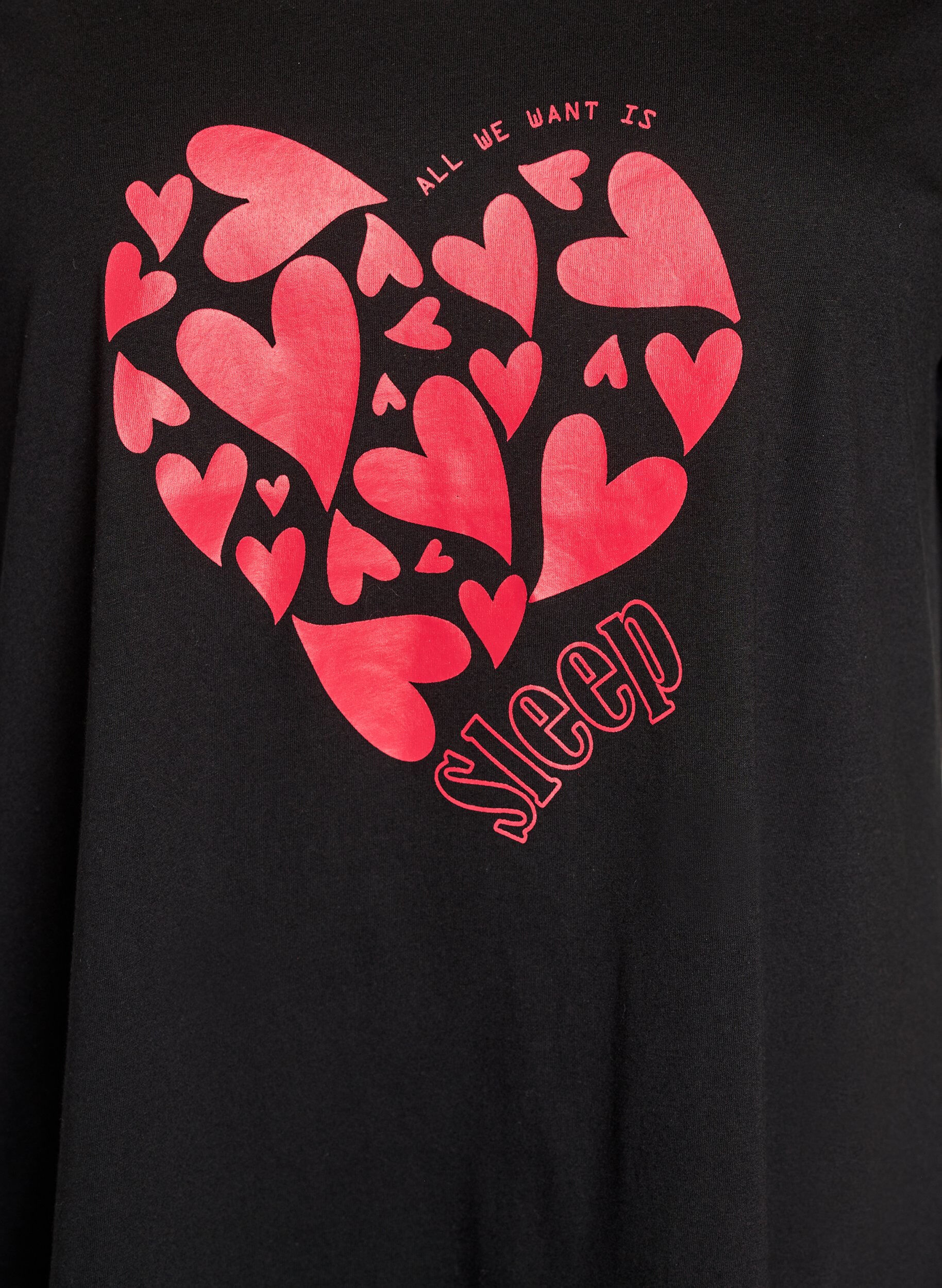 Zizzi Kurz&auml;rmeliges Nachthemd aus Bio-Baumwolle, Schwarz, Packshot image number 2