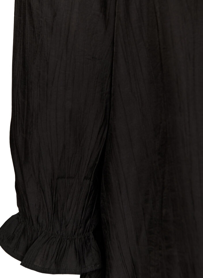 Viskosebluse mit eckigem Ausschnitt und 3/4-&Auml;rmeln, Schwarz, Packshot image number 3