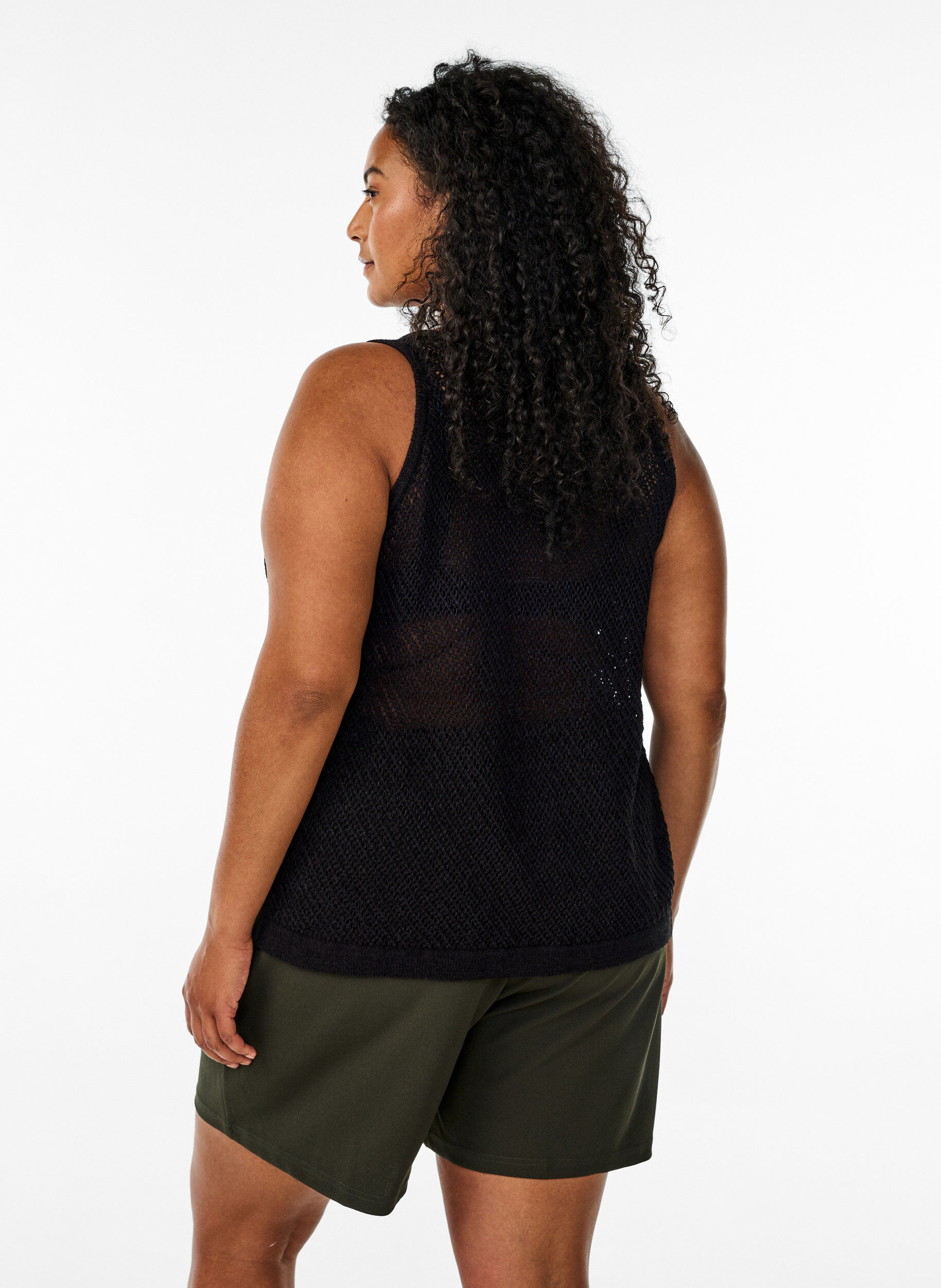 Zizzi FLASH - &Auml;rmelloser Stricktop mit V-Ausschnitt, Schwarz, Model image number 2