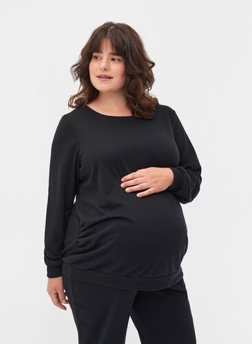 Schwangerschafts-Sweatshirt mit Rippbündchen, Black, Model image number 0