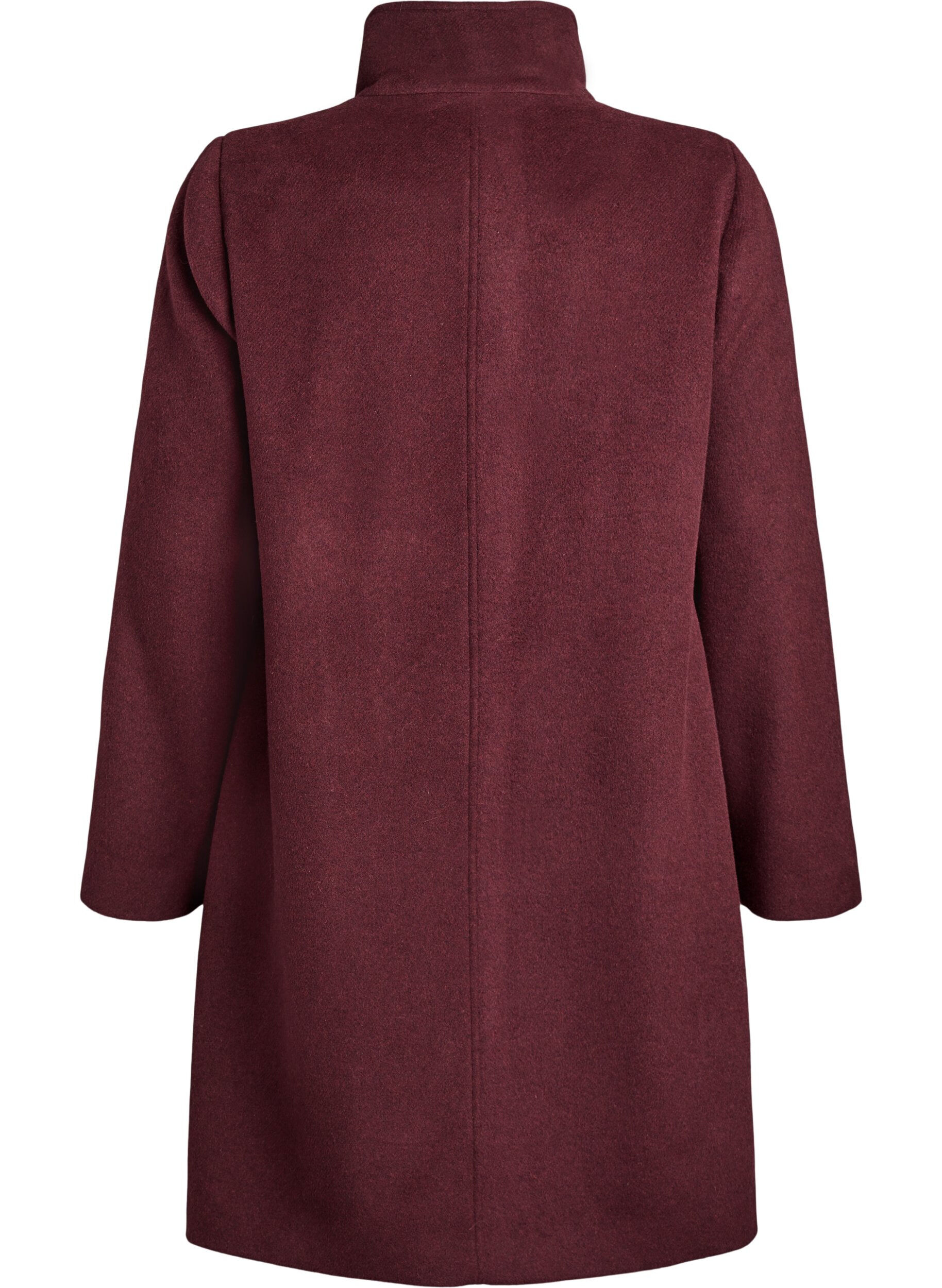 Zizzi Mantel aus Wolle mit Stehkragen, Rot, Packshot image number 1