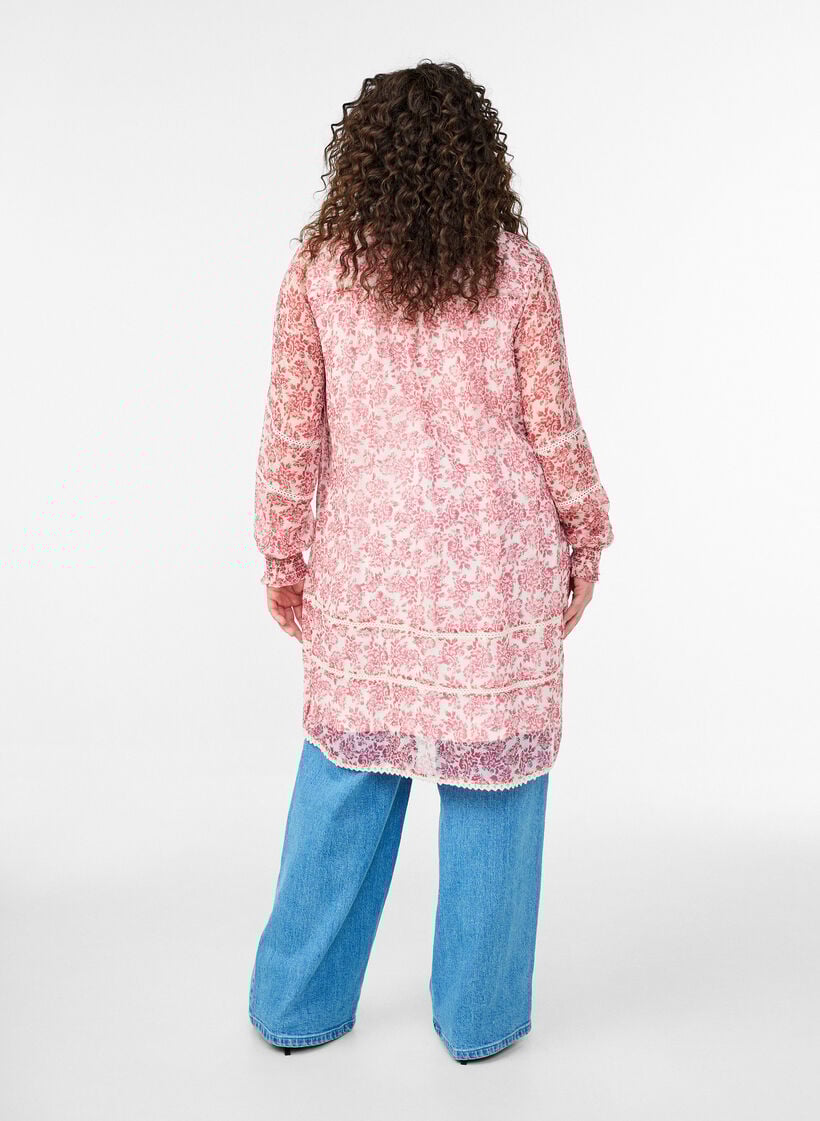 Kurzes Chiffonkleid mit H&auml;kel&shy;details, Rot, Model image number 1