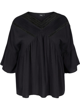 Bluse aus Viskose mit 3/4-Ärmeln, Black, Packshot image number 0