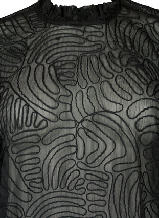  Rüschenbluse aus Chiffon mit Struktur, Black, Packshot image number 2