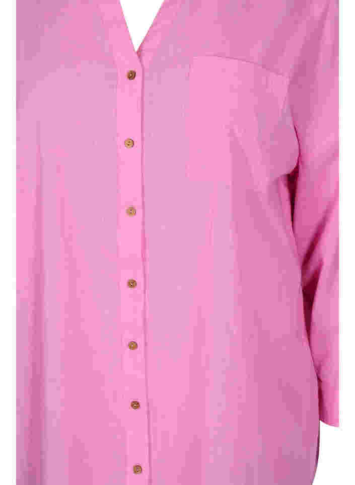 Bluse mit 3/4-Ärmeln und Knopfverschluss, Begonia Pink, Packshot image number 2