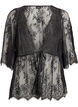 Spitzentop mit Bindedetail und 3/4-Ärmeln, Schwarz, Packshot image number 0